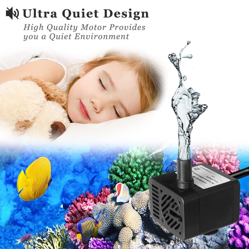 PULACO DC 5V USB Mini Submersible Water Pump with Tubing for Pet Fountain, Aquarium Fish Tank, Pond, Fountain, Hydroponics - Image 2
